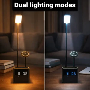 Multi-functional Desk Lamp with Wireless Charger and Clock - Image 3