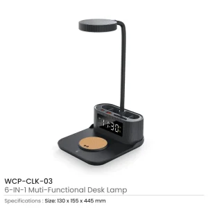 Desk Lamp with 15W Wireless Charger, Clock and Pen Holder - Image 4